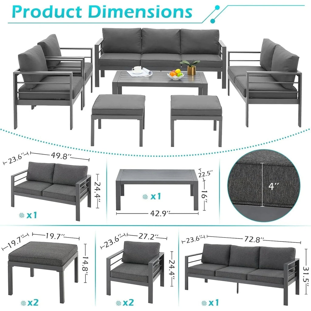 AECOJOY Ensemble de 7 Meubles de Jardin en Aluminium pour Extérieur