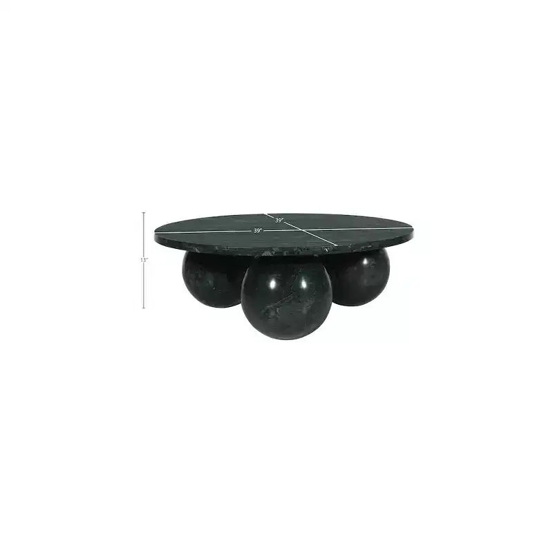 Table basse ronde en marbre avec pieds sphériques, multicolore, 4-6 places