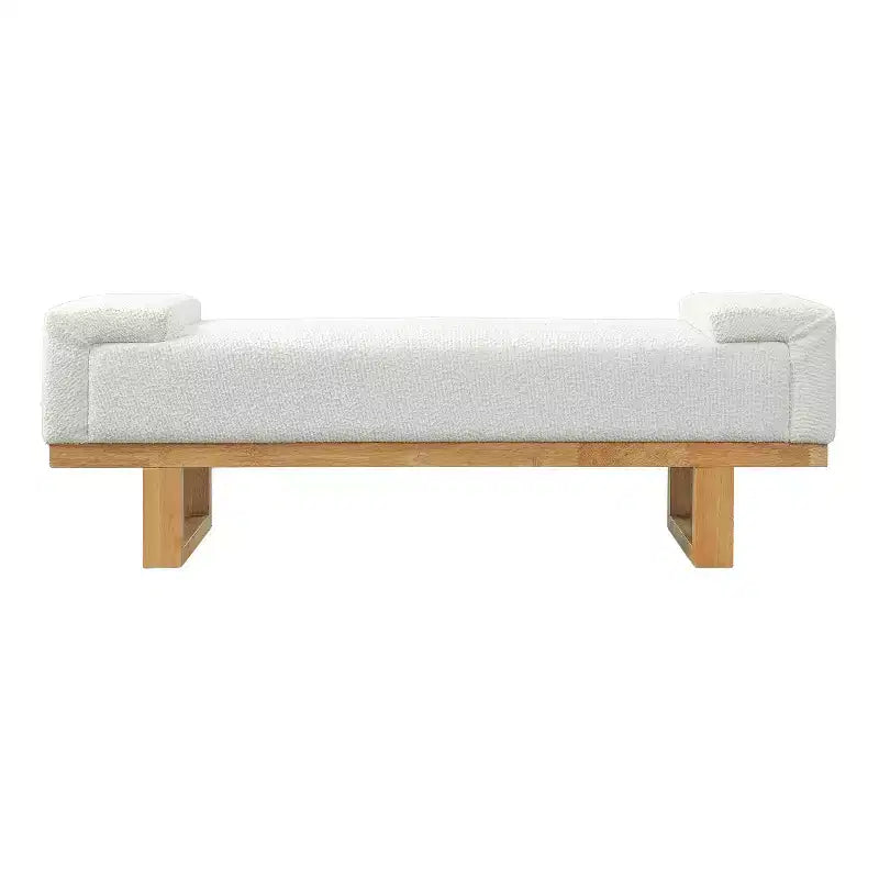 Banc rembourré Paulina moderne en bois d'hévéa et tissu bouclé Christopher Knight Home