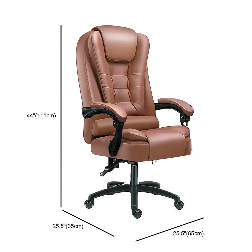 Chaise de bureau pivotante ergonomique en cuir noir avec repose-pieds