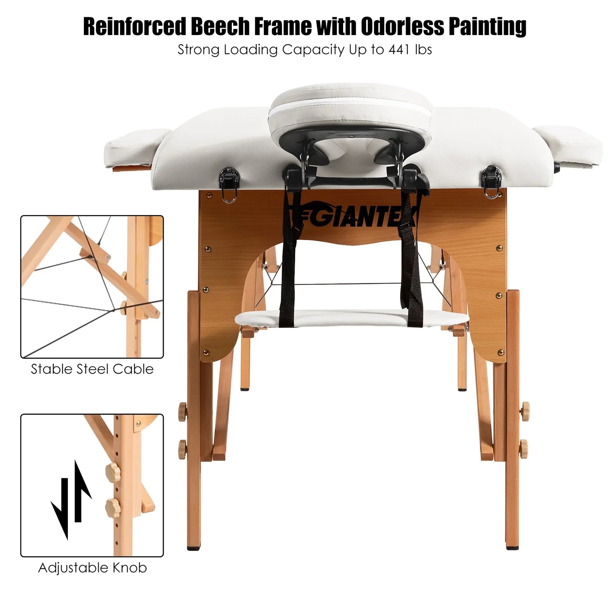 Table de Massage Portable 84L Réglable pour Soins du Visage, Tatouage, avec Housse de Transport