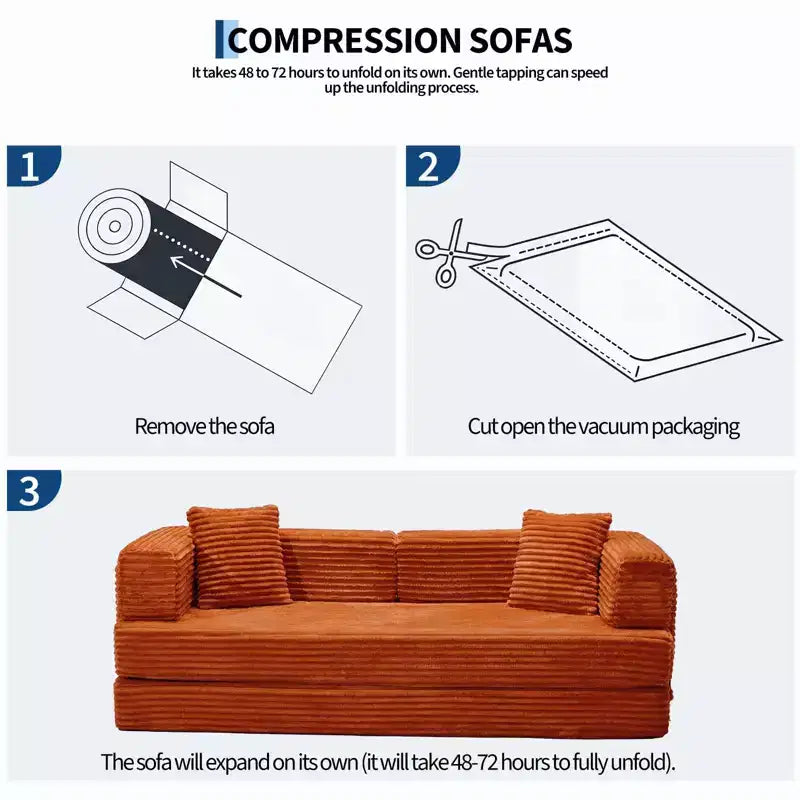 Canapé-Lit Convertible 5-en-1 de 80,7 po – Velours Côtelé, 1200 lb, Aucun Assemblage Requis