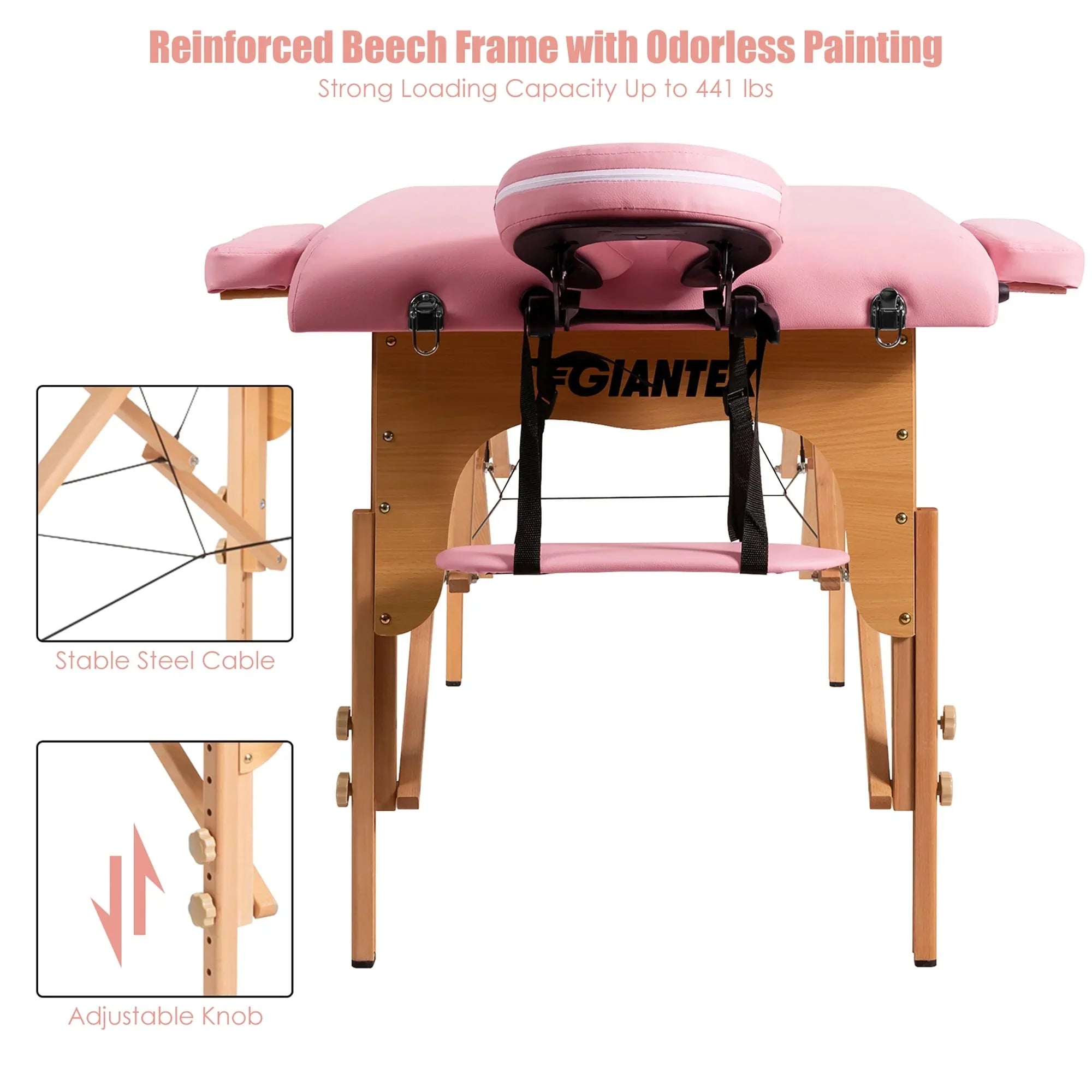 Table de Massage Portable 84L Réglable pour Soins du Visage, Tatouage, avec Housse de Transport