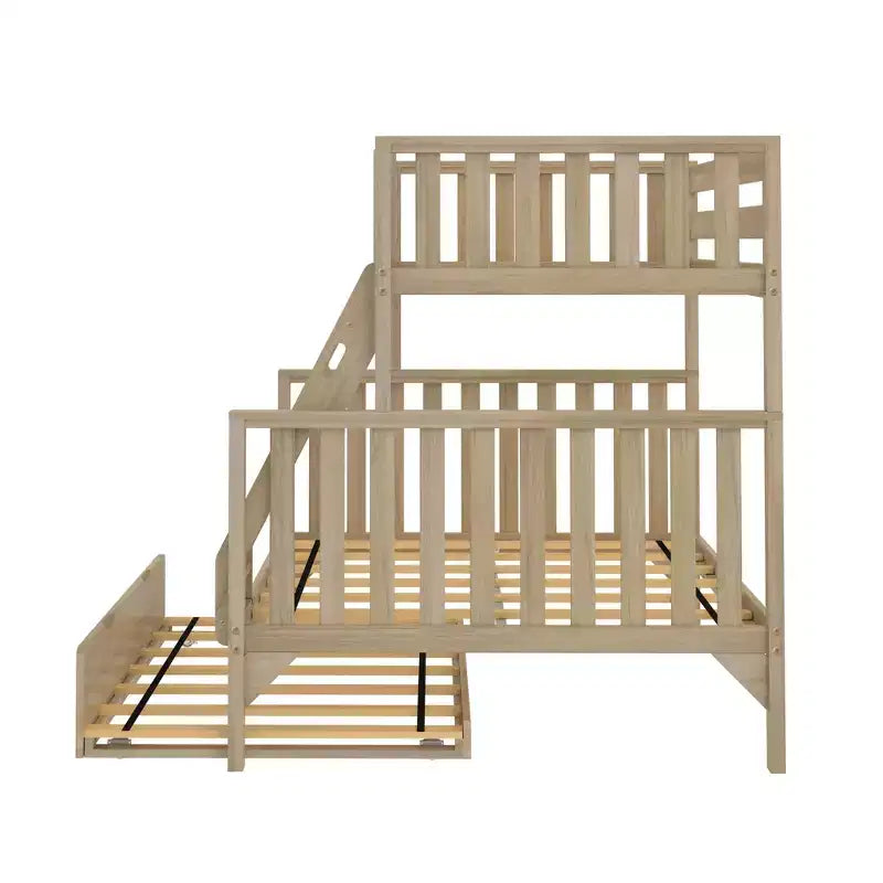 Lit superposé Max & Lily une place au-dessus d'un lit double avec lit gigogne, lits superposés pour enfants en bois massif de style scandinave