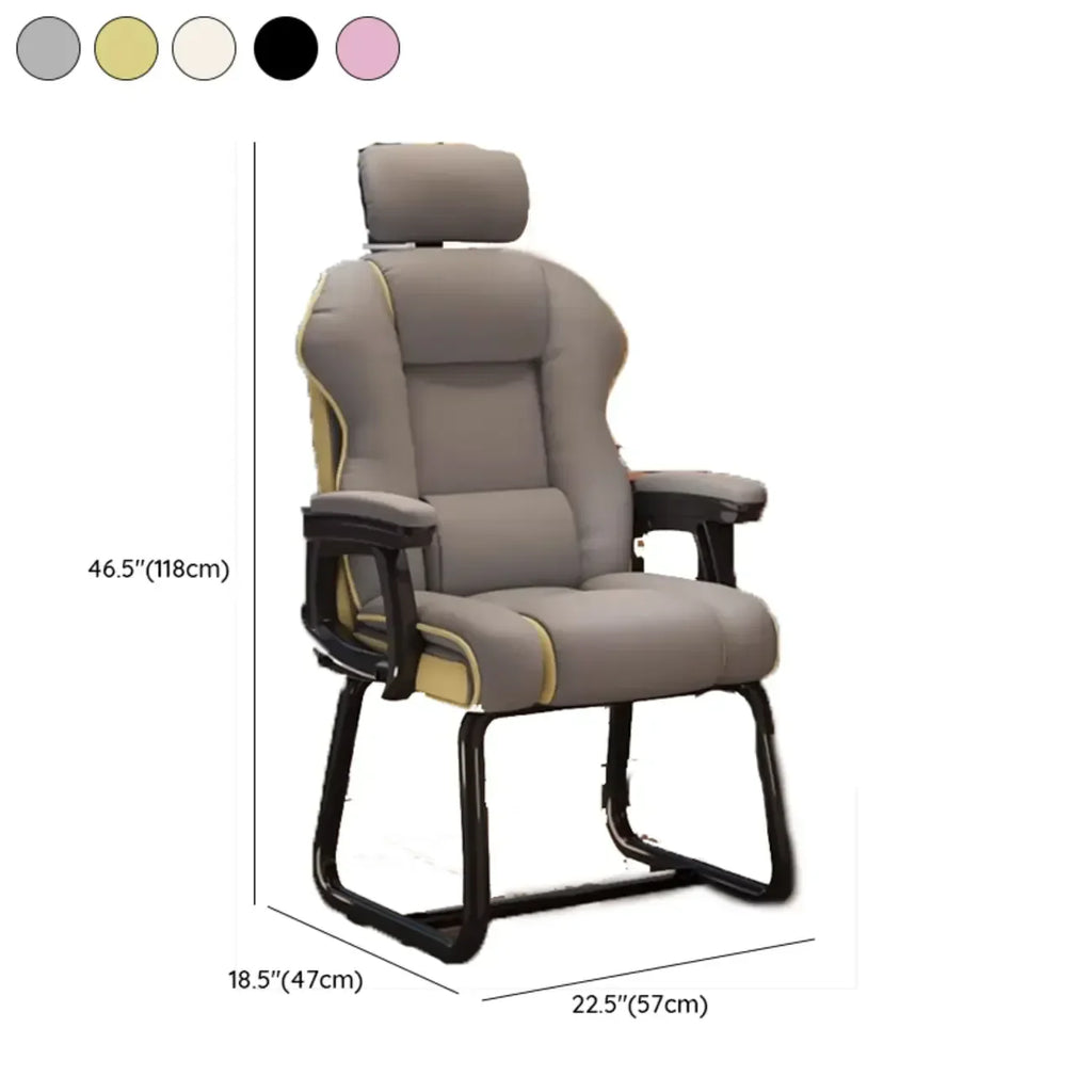 Fauteuil de direction ergonomique en cuir jaune à dossier haut