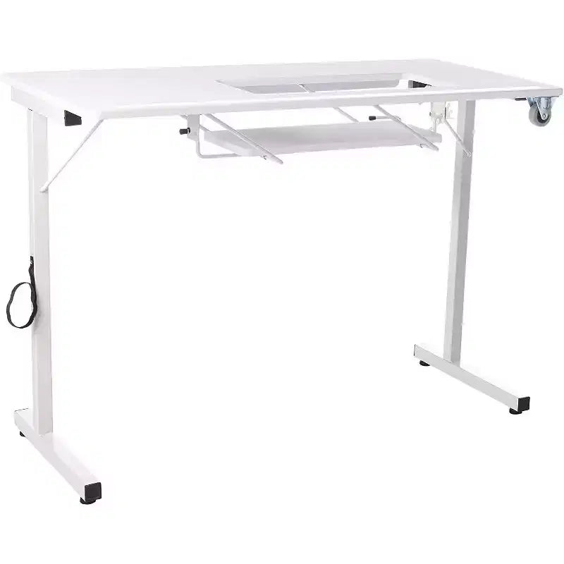 SewingRite SewStation 101 Table de couture pliante portable avec pieds en acier, blanc – Parfaite pour la maison, le bureau et les entreprises