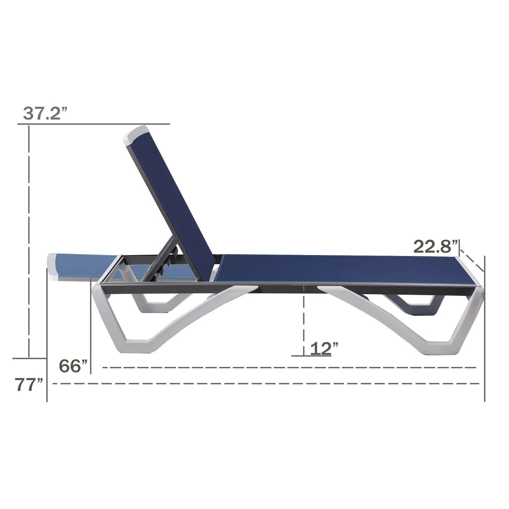 Kozyard Alan Chaise longue de patio inclinable et réglable, entièrement plate, en aluminium et résine de polypropylène