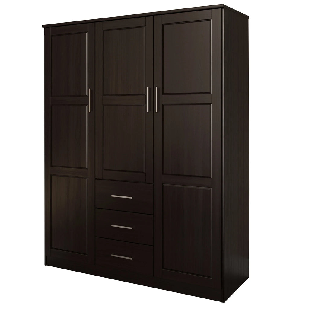 Palace Imports Armoire Cosmo 3 portes 100 % bois massif avec portes en bois massif ou portes miroir
