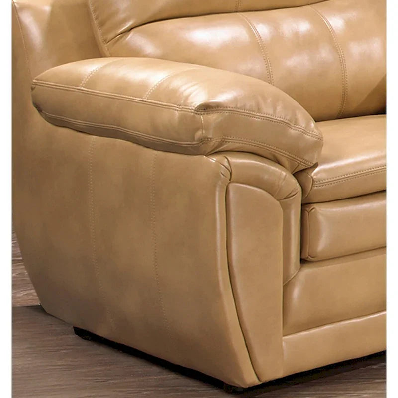 Ensemble canapé, causeuse et fauteuil en cuir gel marron clair Simon