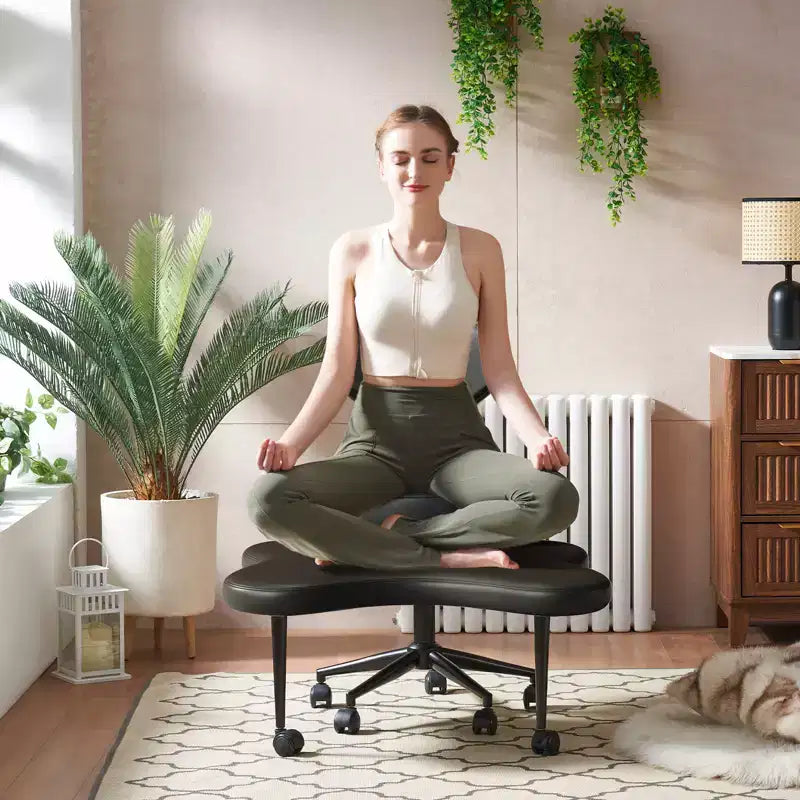 Chaise de bureau ergonomique Pinmoco Criss Cross, Chaise de méditation réglable en hauteur, Pivotante à 360°, Support lombaire, Chaise de travail et de bureau, Chaise TDAH