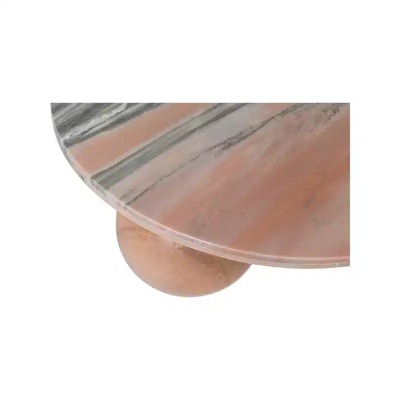 Table basse ronde en marbre avec pieds sphériques, multicolore, 4-6 places